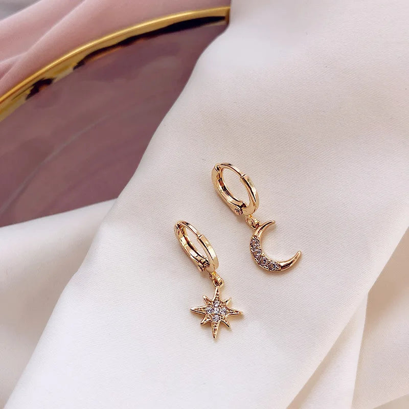Choice of Asymmetric Zinc Alloy Earrings with Faux Pearls or CZ Stones