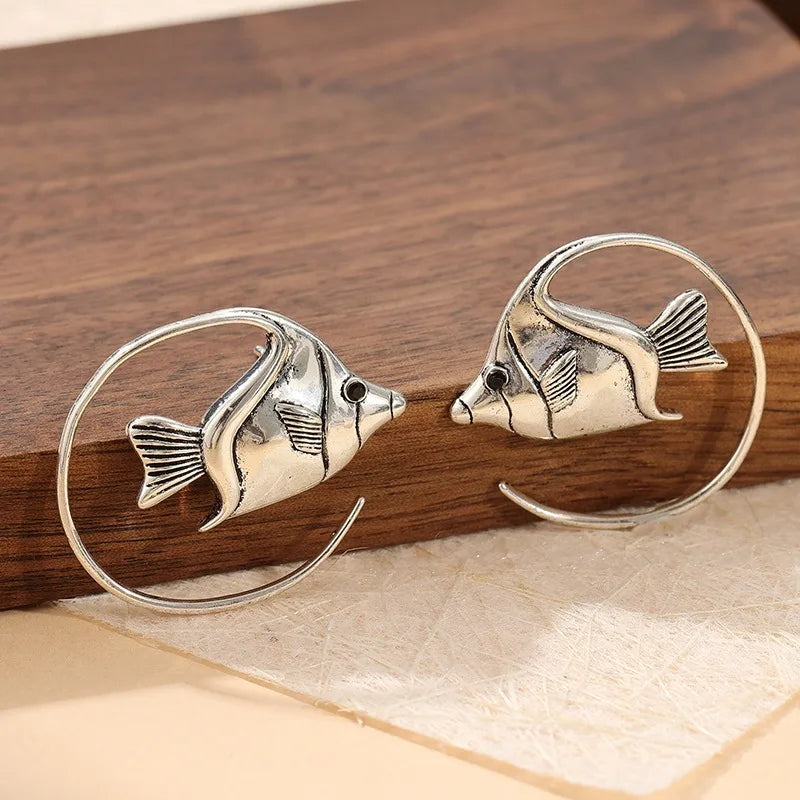 Cooper Alloy Fish Dangle Earrings