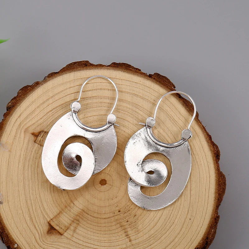 Gypsy Swirl Zinc Alloy Hoop Unusual Bold Earrings