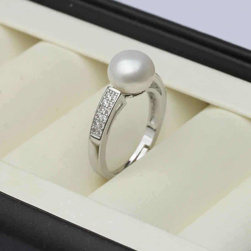 Genuine Freshwater Pearl Adjustable Ring in 925 Sterling Silver