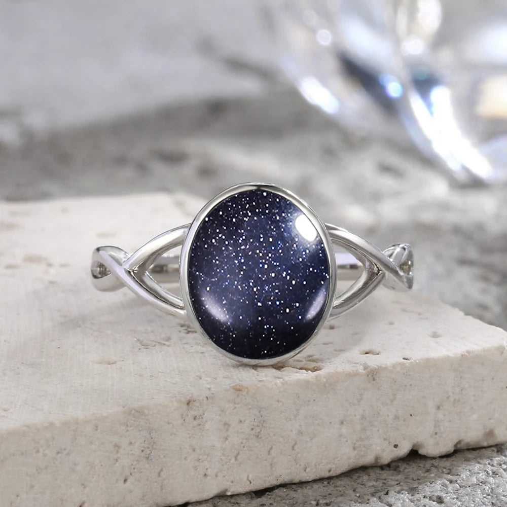 925 Sterling Silver Ring Natural 8-10mm Moonstone Ring