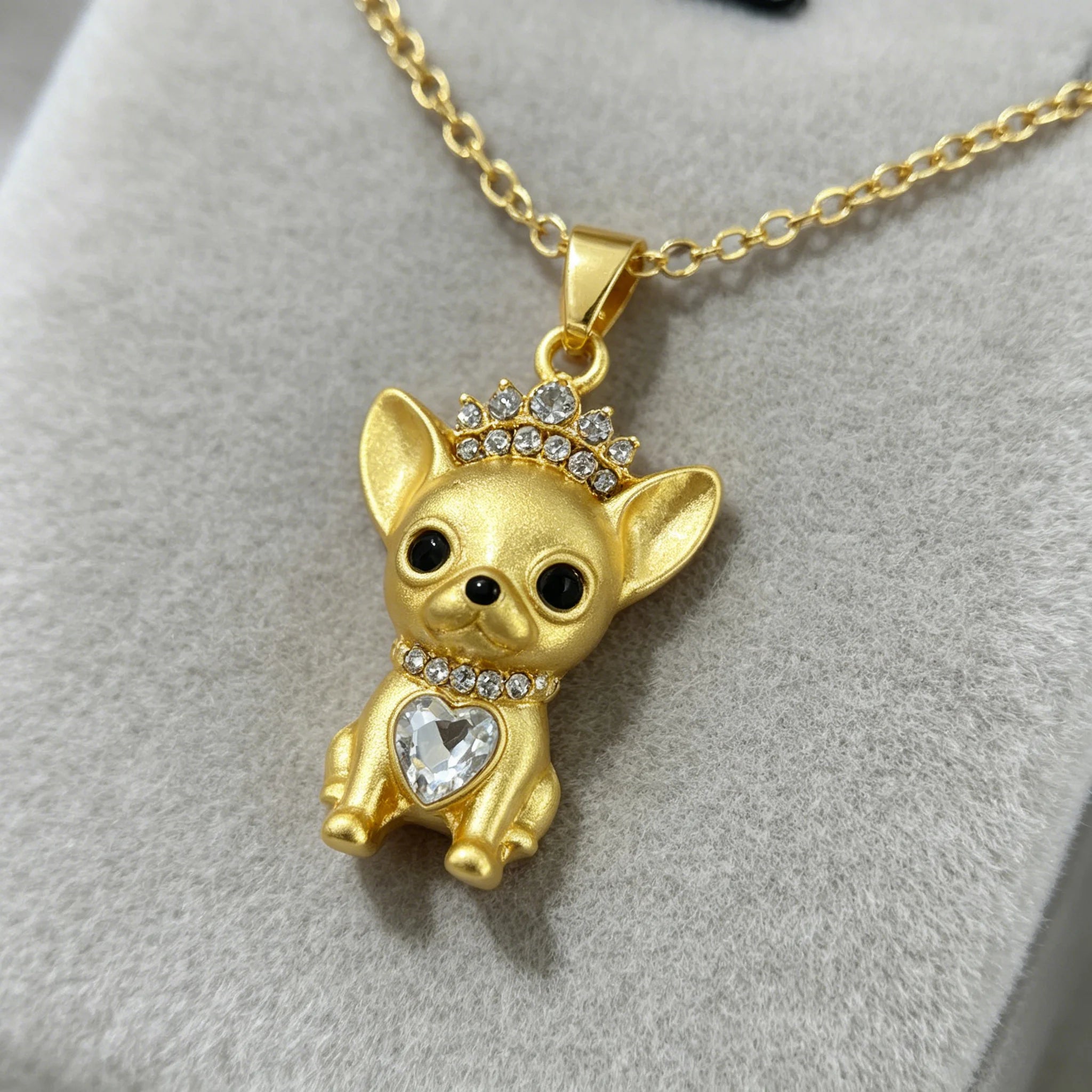 Collection of CZ Stone Dog Pendant Necklaces MANY BREEDS in Gold/Silver Tone Alloy - Choose Your Breed