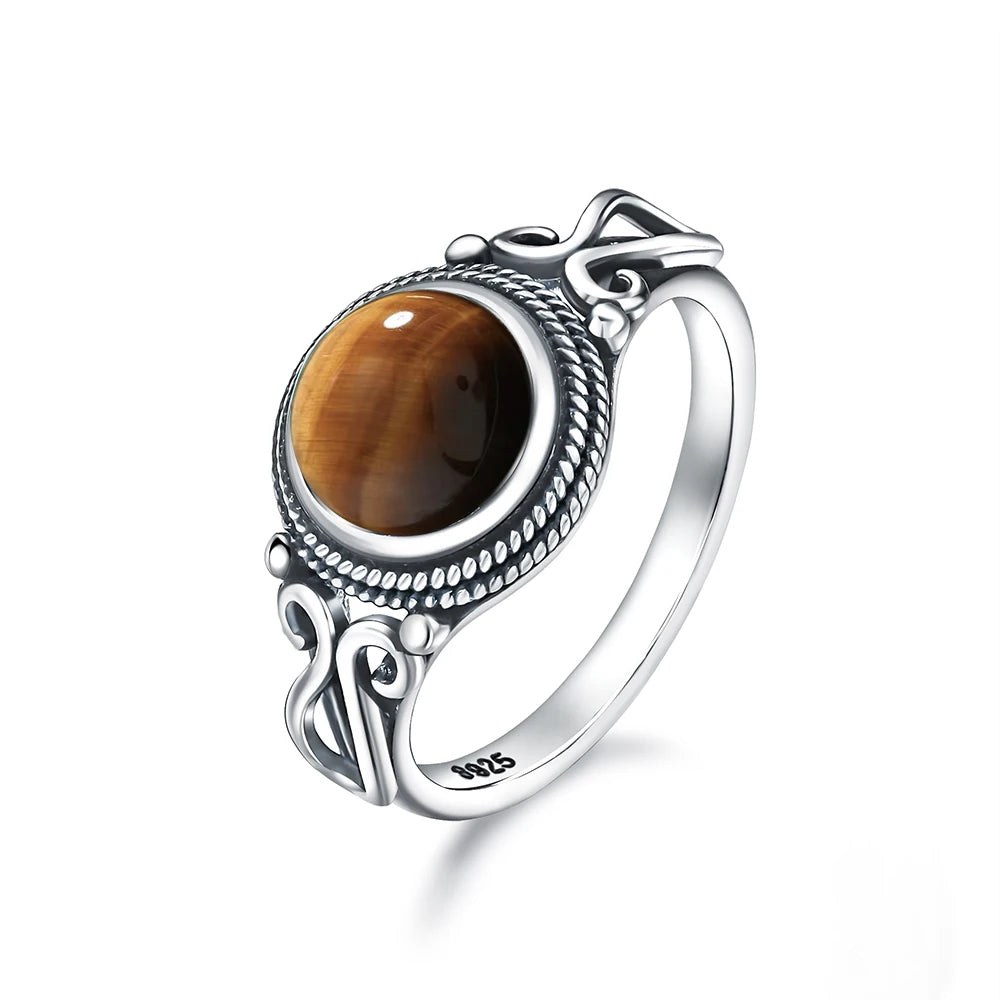 925 Sterling Silver Ring with Natural 8mm Stone of Your Choice