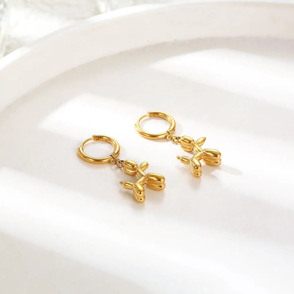 Mini Balloon Dog Earrings In Zinc Alloy - Precious, Darling, Feminine