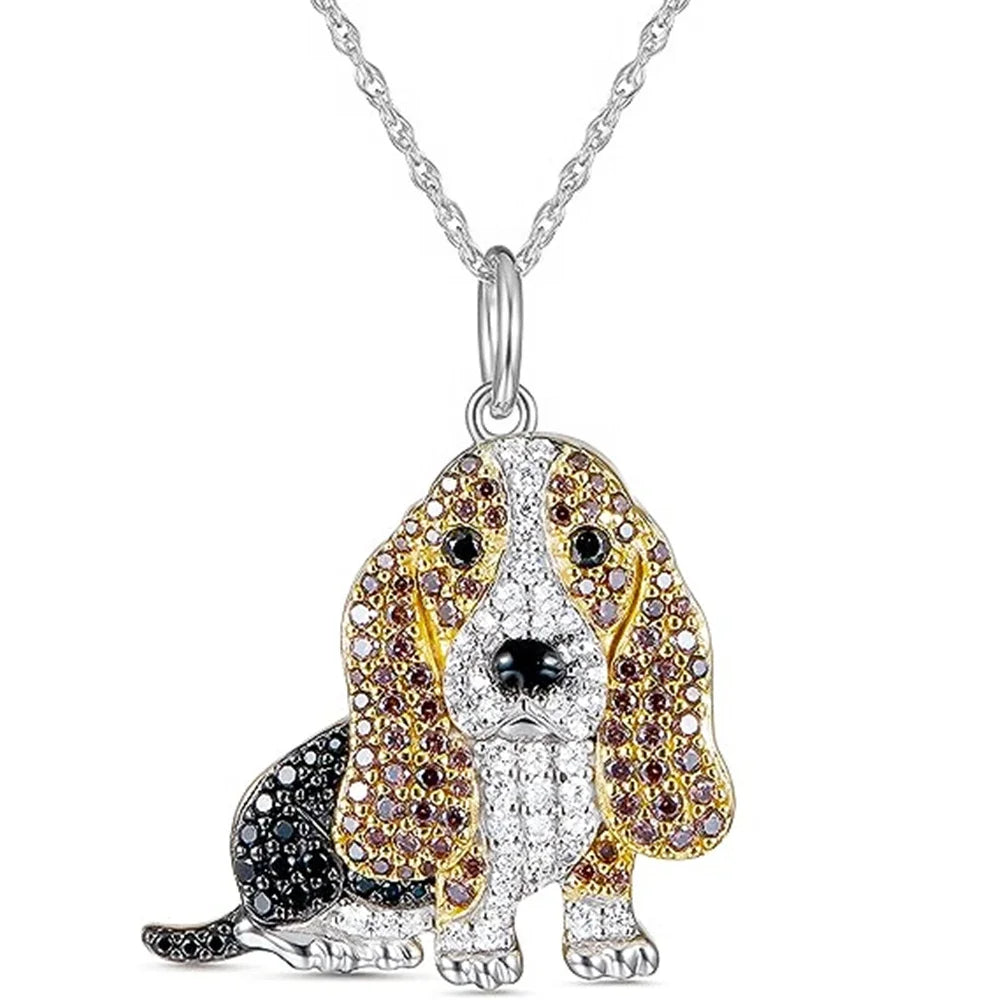 Collection of Dog Pendant Necklaces VARIOUS BREEDS Made with Zinc Alloy & CZ Diamonds