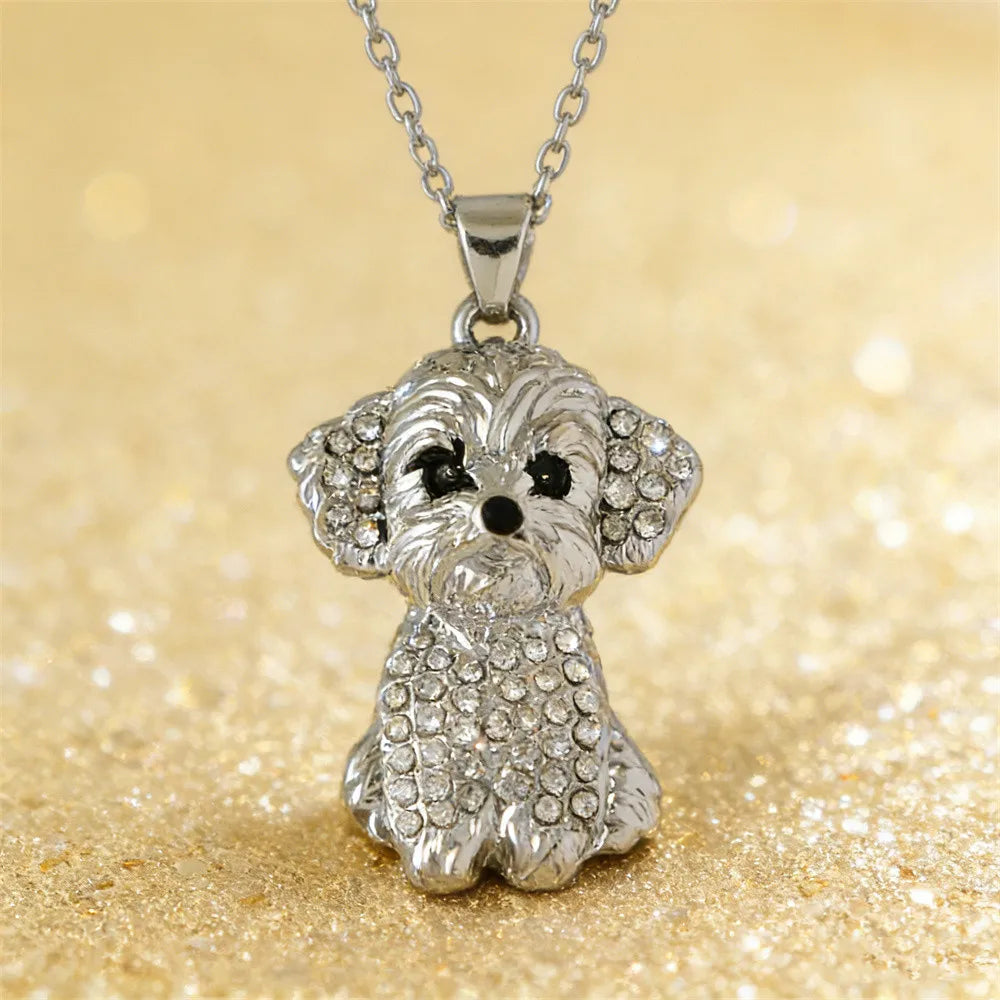 Collection of Dog Pendant Necklaces VARIOUS BREEDS Made with Zinc Alloy & CZ Diamonds