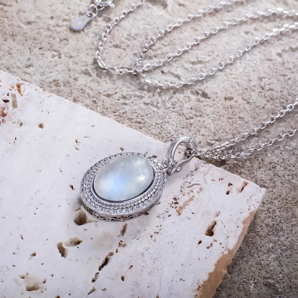 925 Sterling Silver Natural Moonstone Pendant
