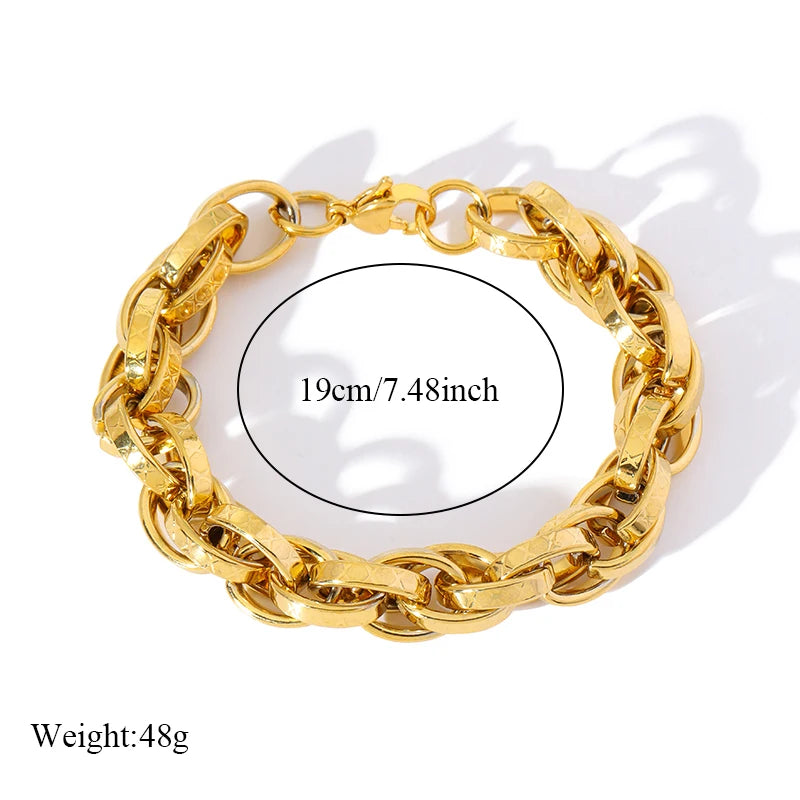 Choice of 18K Gold Plated Stainless Steel Thick Cuban Chain Bracelets - Bold, Statement