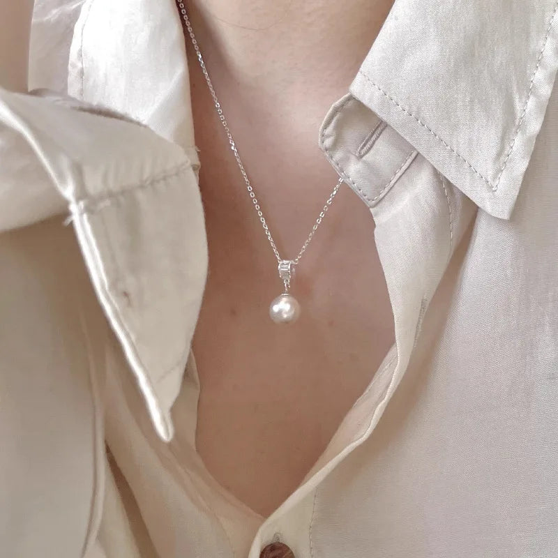 925 Sterling Silver Pearl Pendant Necklace