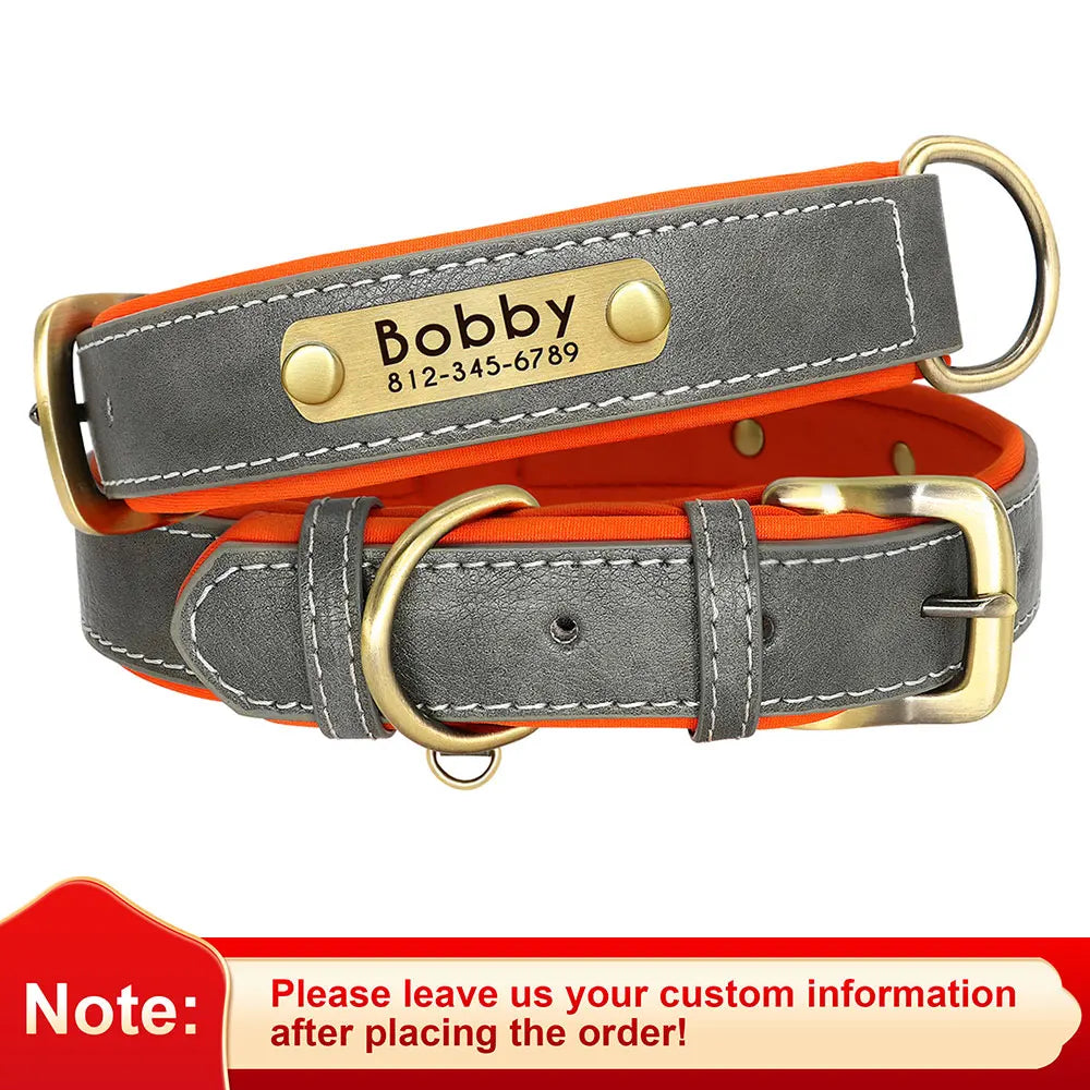Faux Leather Adjustable Pet Collar - Customize, Engrave, Name Tag, ID Necklace