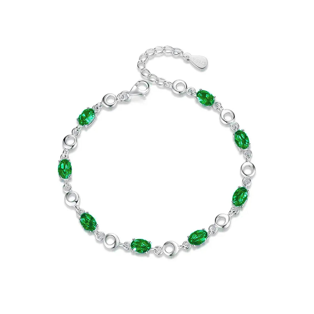 Artificial Blue Stone Clear CZ Bracelet in 925 Sterling Silver - More Colors