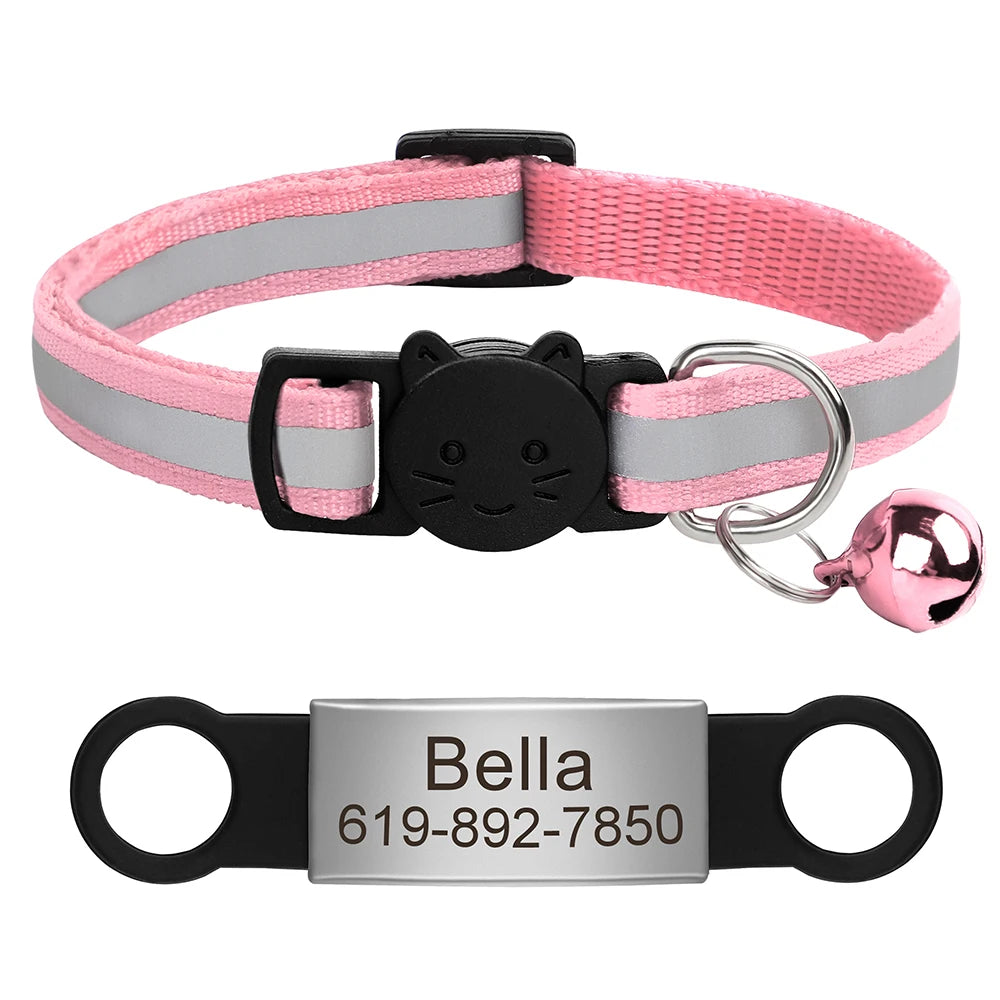 Reflective Fabric Pet Collar with Engravable ID Tag