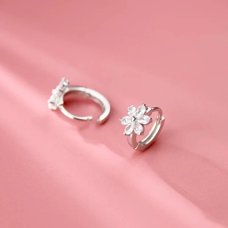925 Sterling Silver Flower CZ Earrings