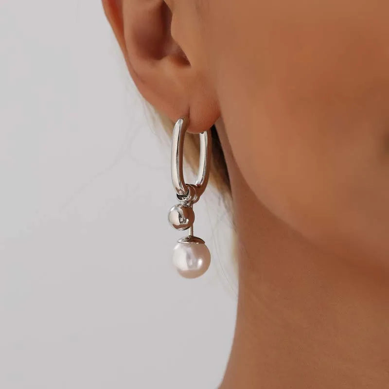 Choice of Asymmetric Zinc Alloy Earrings with Faux Pearls or CZ Stones