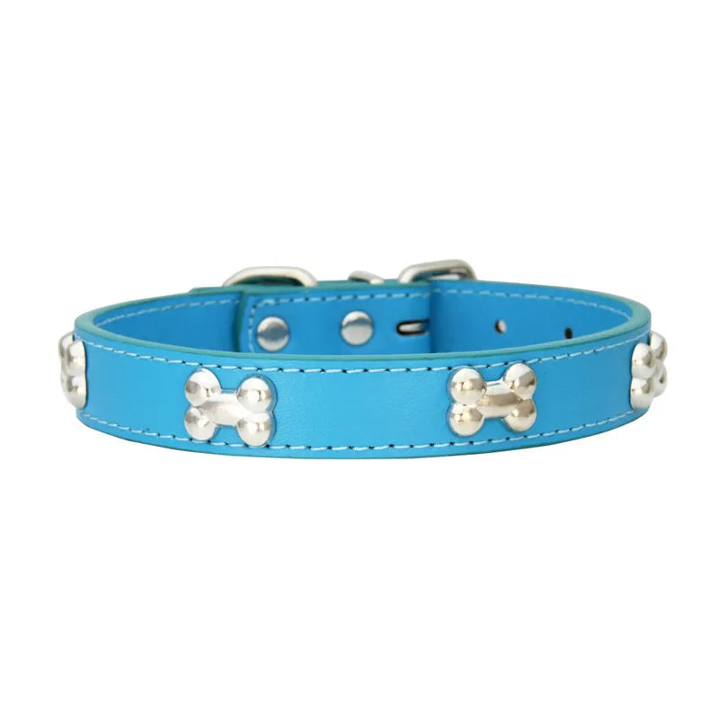 Bone Leather Durable Pet Dog Collar