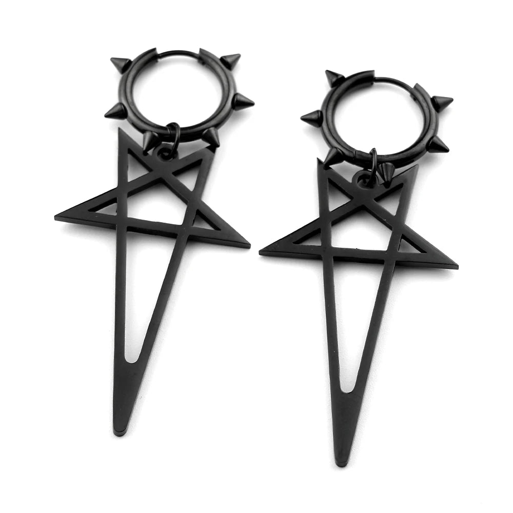 Punk Spike Rivet Goth Hoop Stainless Steel Earrings Collection