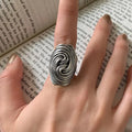 Large Adjustable Zinc Alloy Ring - Geometric, Retro, Exaggerated, Motion, Tornado