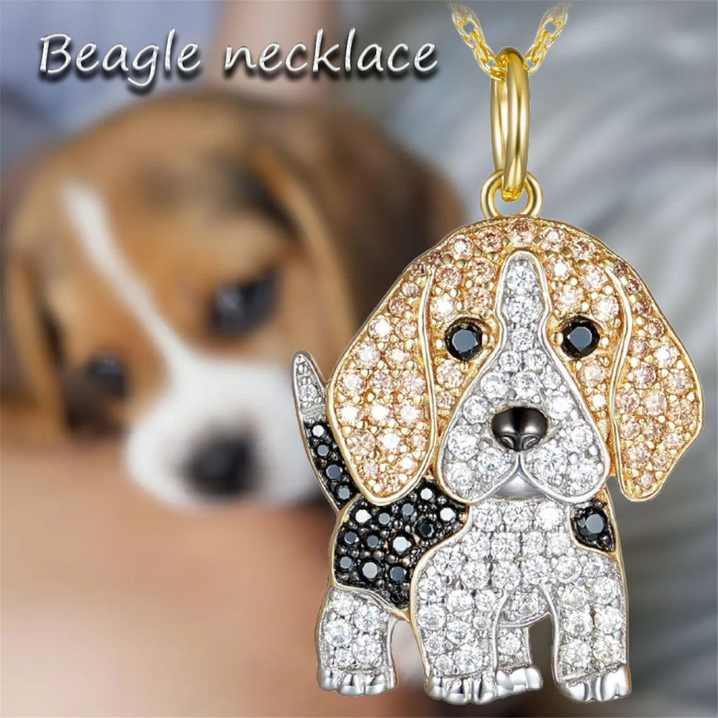 Collection of Dog Pendant Necklaces in Zinc Alloy with CZ Stones - Choose Your Favorite Breed