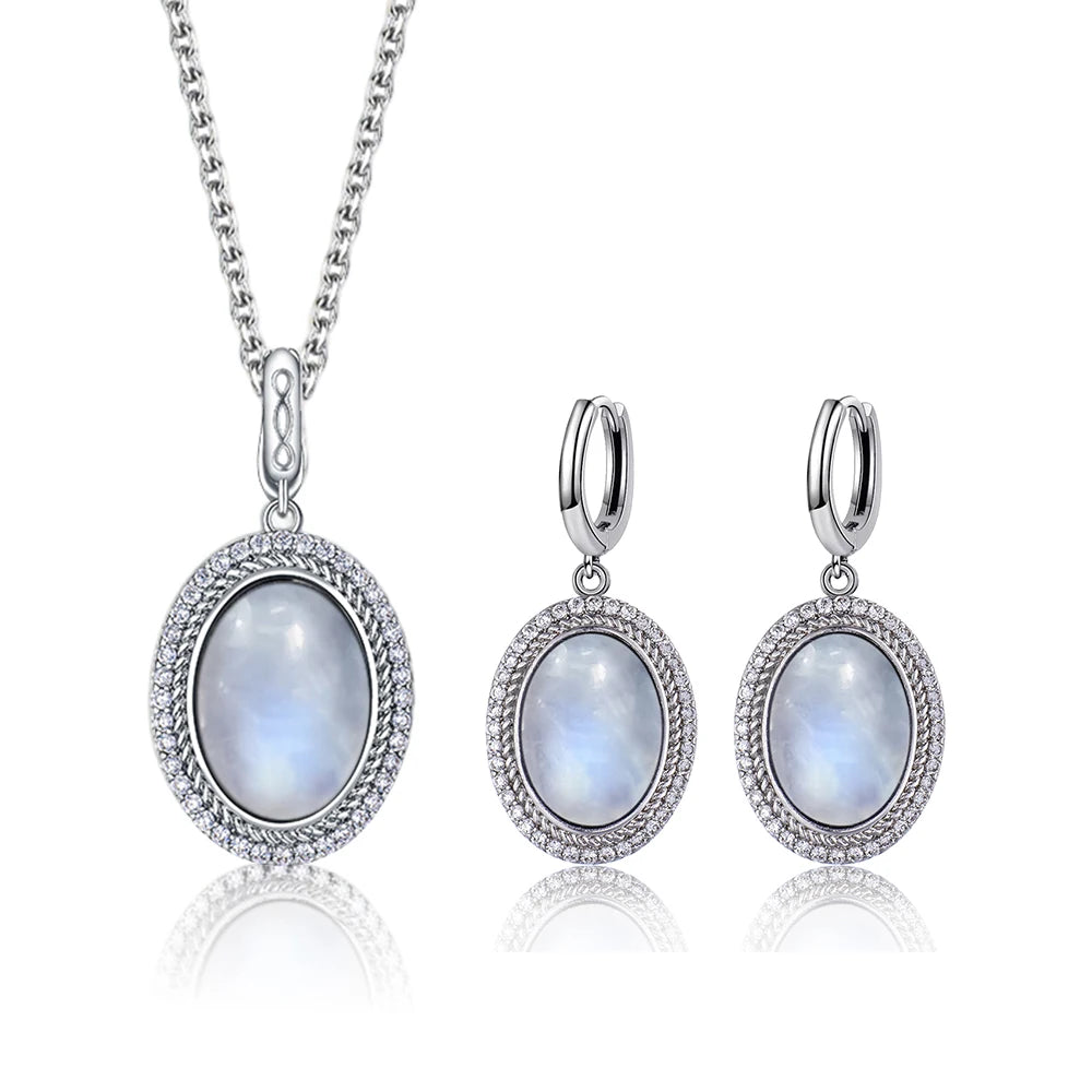 925 Sterling Silver Natural Moonstone Pendant