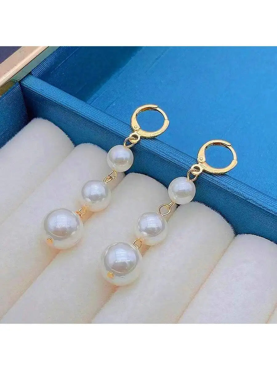 Vintage Wedding 3 Faux Pearl Drop Zinc Alloy Earrings