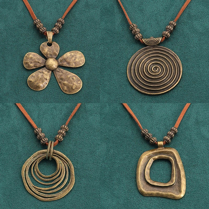 Brown Leather Cord Zinc Alloy Pendant Necklaces Selection