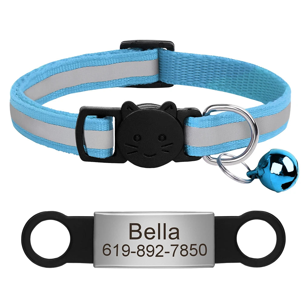 Reflective Fabric Pet Collar with Engravable ID Tag