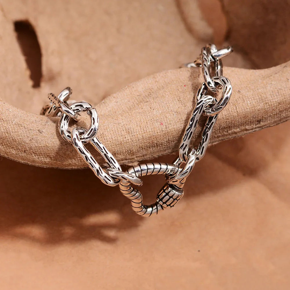 925 Sterling Silver Chain Link Heart Bracelet