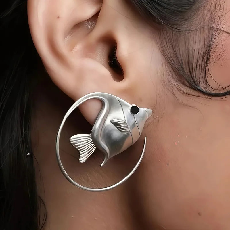 Cooper Alloy Fish Dangle Earrings