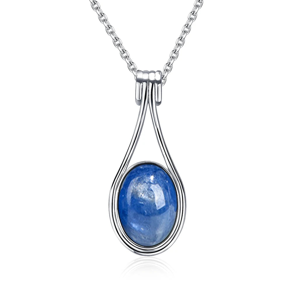 Platinum Plated Sterling Silver Pendant Natural Labradorite