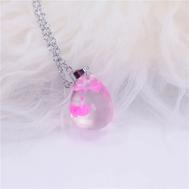 Transparent Resin Ball with Clouds Pendant Necklace in Zinc Alloy - More Styles: Half Moon, Bird