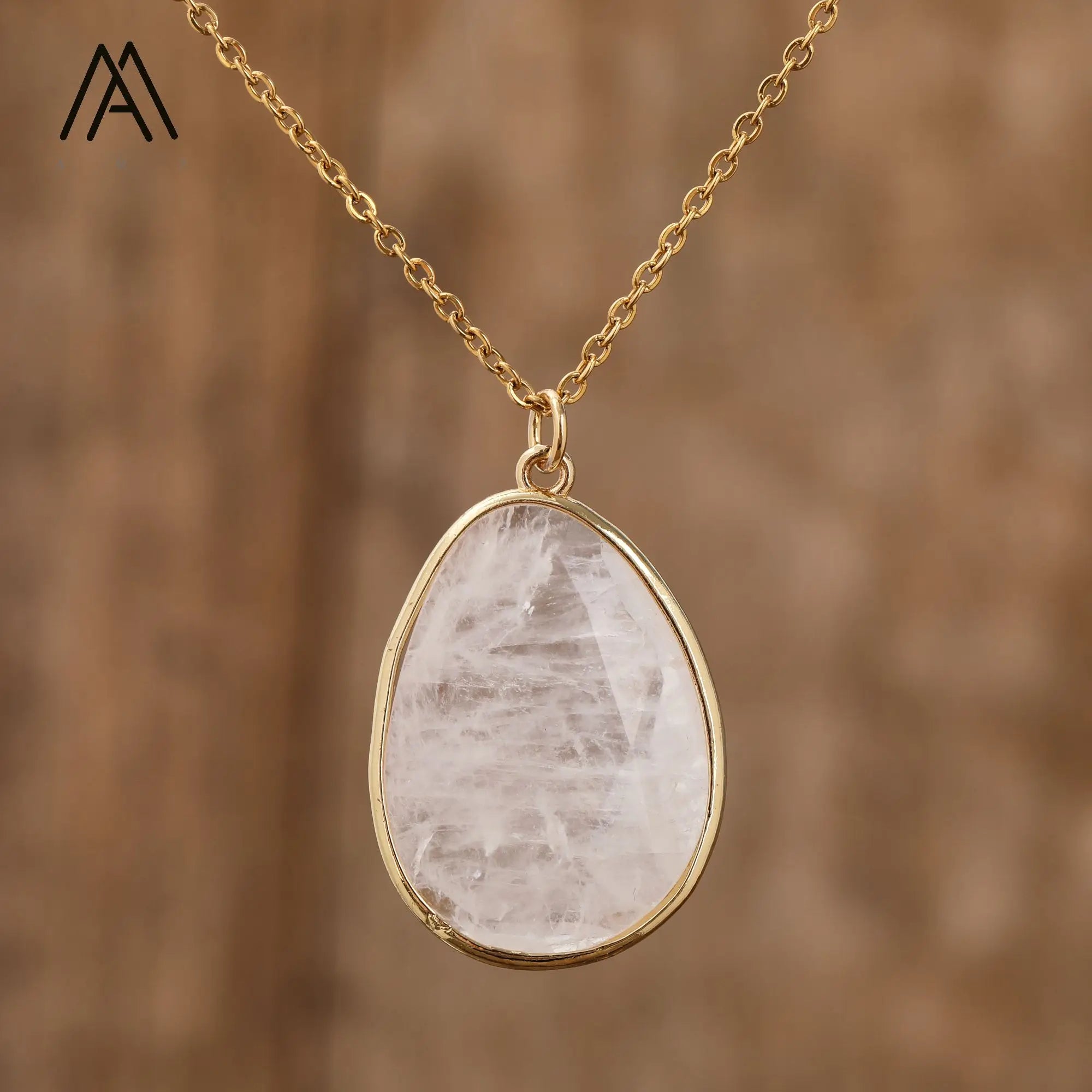 Natural Healing Crystal Pendant Copper Chain Necklace - Choose Your Stone