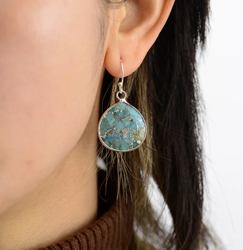 Teardrop Turquoise Cooper Earrings