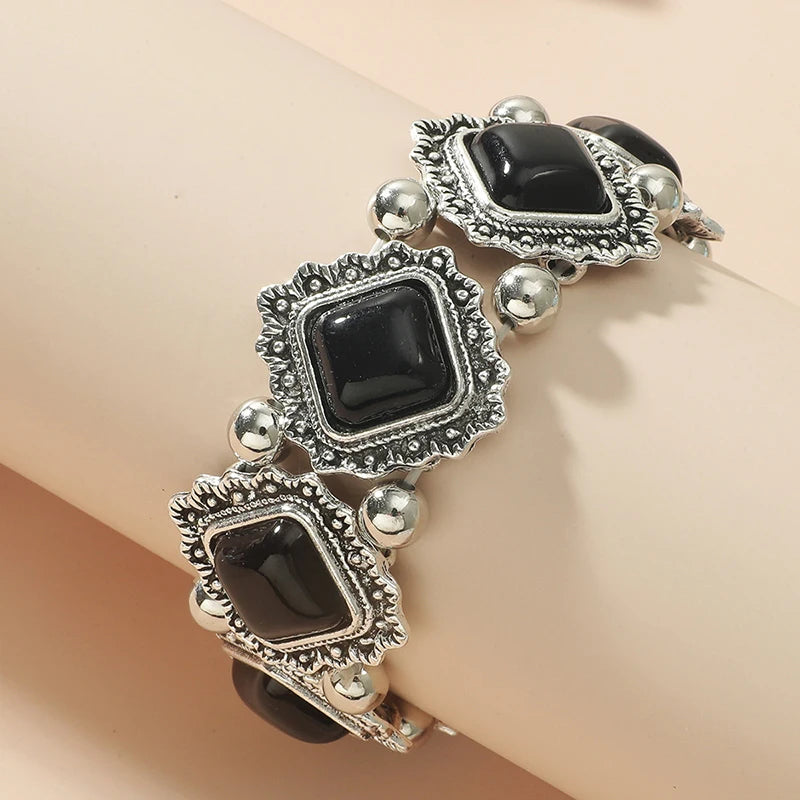 Stretchy Boho Bracelet with Acrylic Beads in Zinc Alloy Setting - Bold Statement