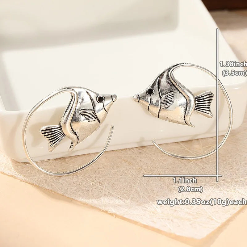 Cooper Alloy Fish Dangle Earrings