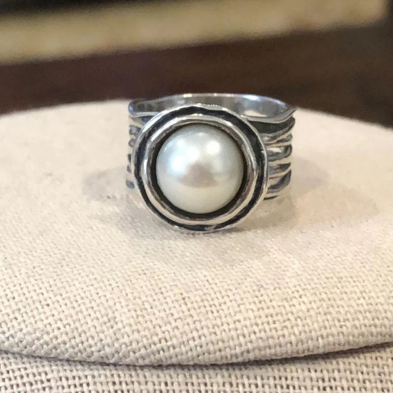 Selection of 5 Unusual Bold CZ Alloy Rings Pearl Rose