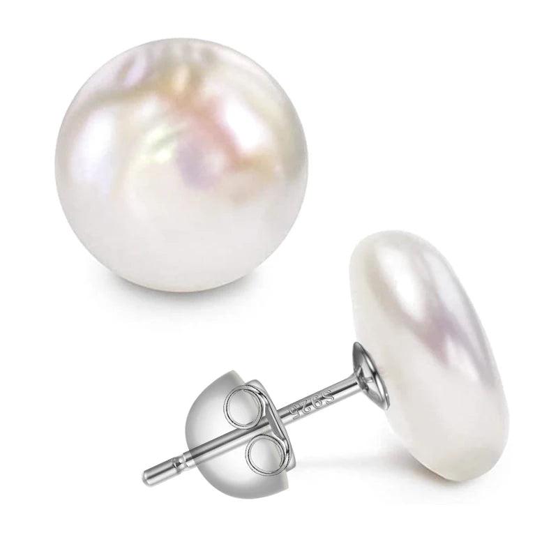 925 Sterling Silver Natural Pearl Stud Earrings