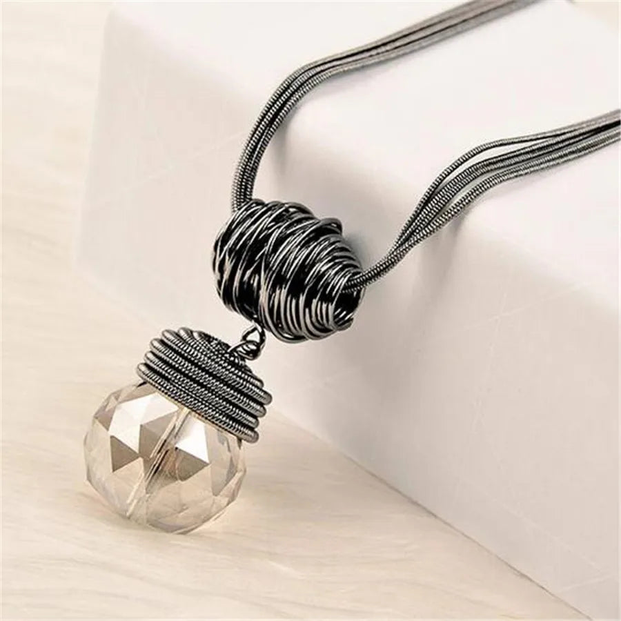 Selection of Bold Long Alloy Necklaces with Large Crystal Pendants