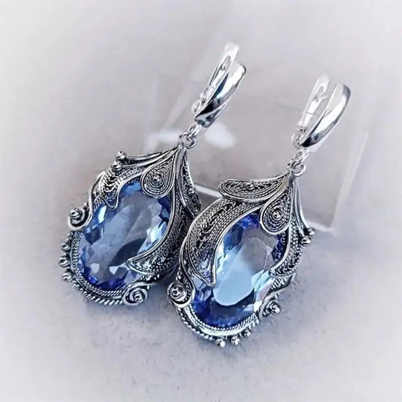 Blue Ocean Wave CZ Copper Alloy Drop Earrings