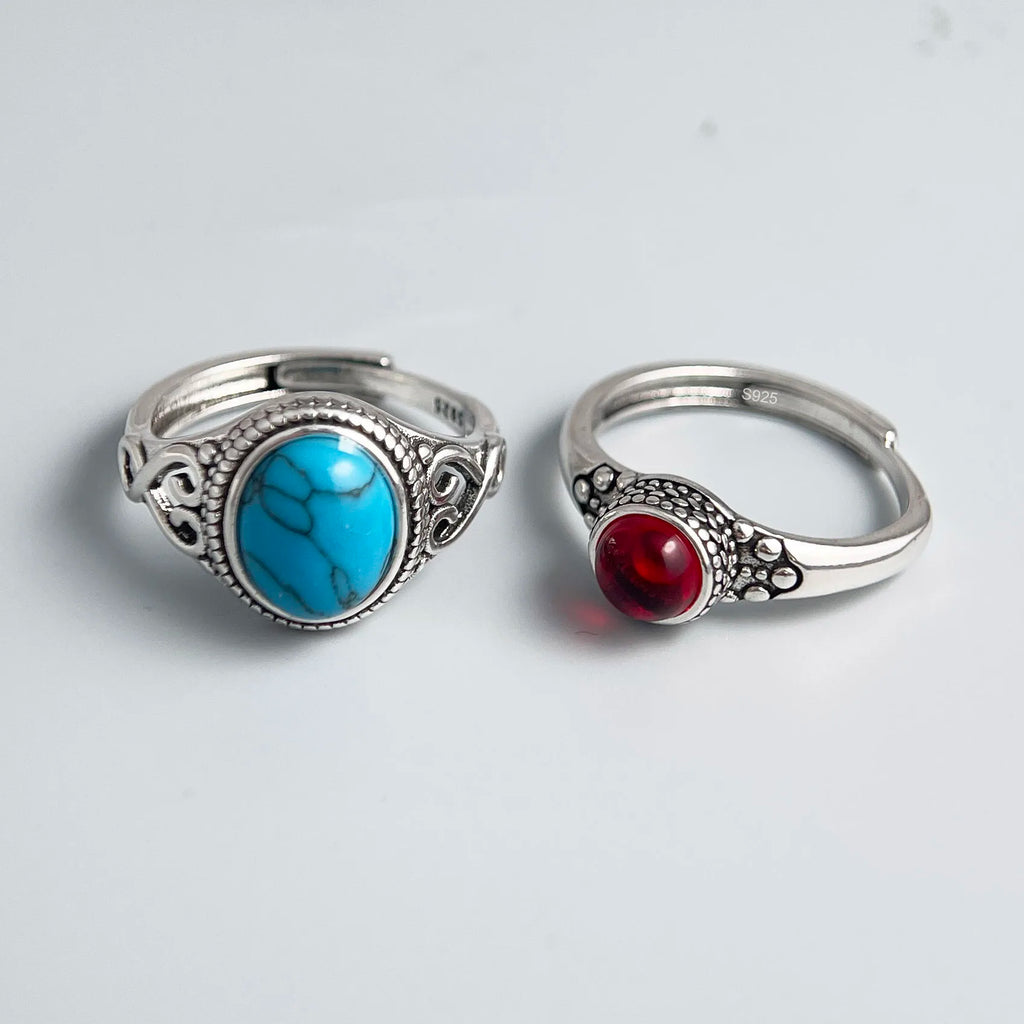 925 Sterling Silver Stone Adjustable Ring