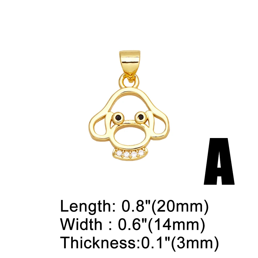 Mini Dog Theme Paw Pendant Gold Plated Copper with Cubic Zirconia Stones - Adorable, Precious