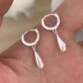 925 Polished Sterling Silver Hoop Teardrop Earrings