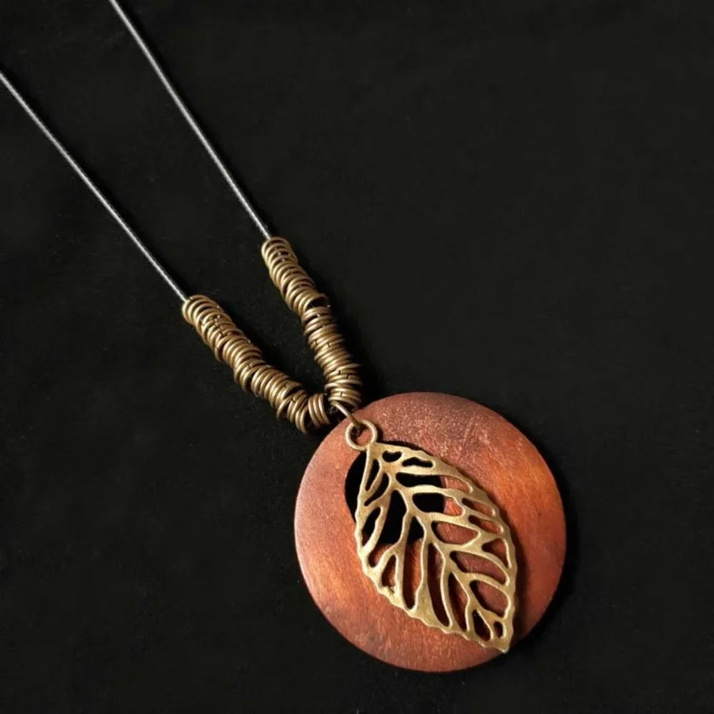 Retro Wooden Pendant Aluminum Alloy Chain Necklace Selection