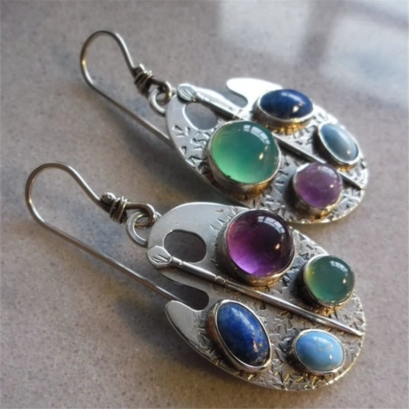 Collection of Zinc Alloy Resin Dangle Earrings - Geometric Asymmetric Boho Trendy Unique