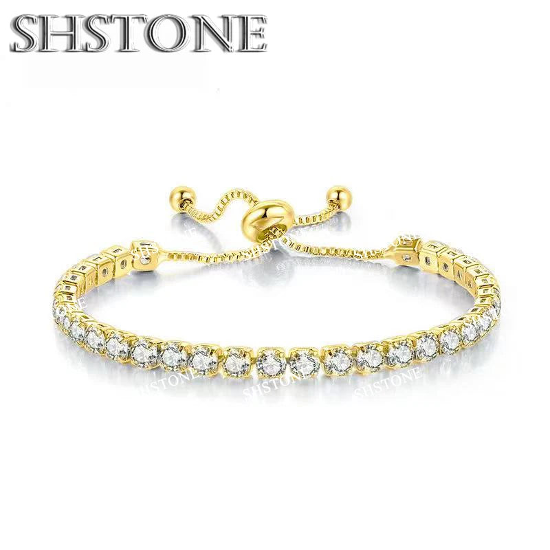 Selection of 925 Sterling Silver Chain Bracelets with Multi-colored Zircons