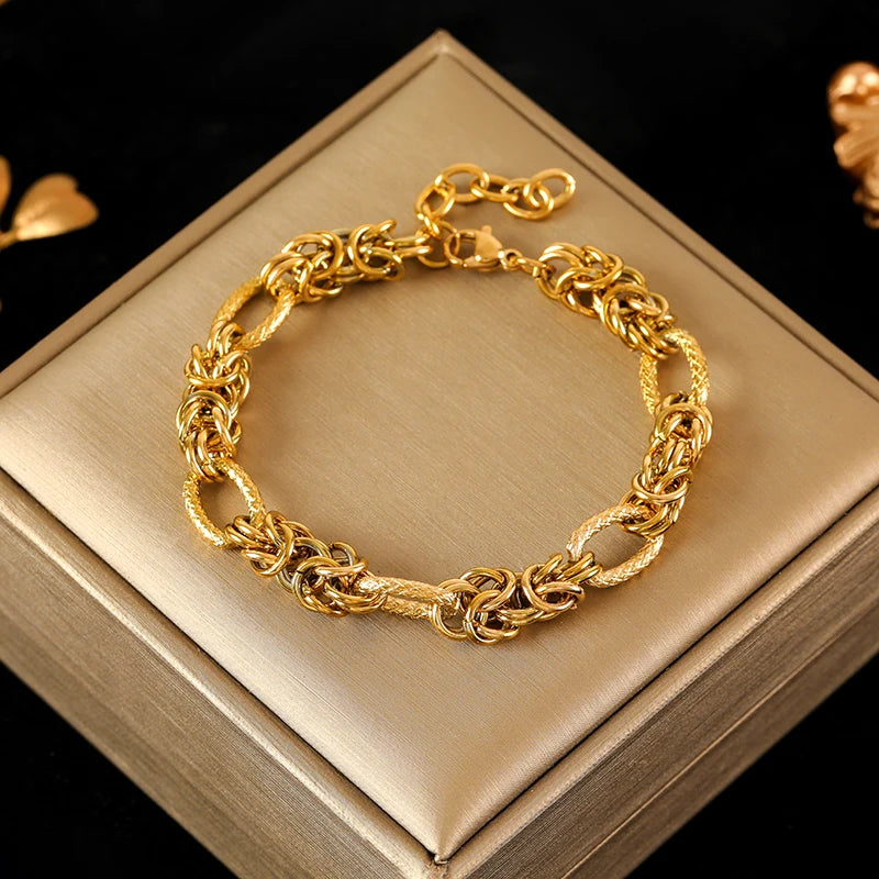 Choice of 18K Gold Plated Stainless Steel Thick Cuban Chain Bracelets - Bold, Statement