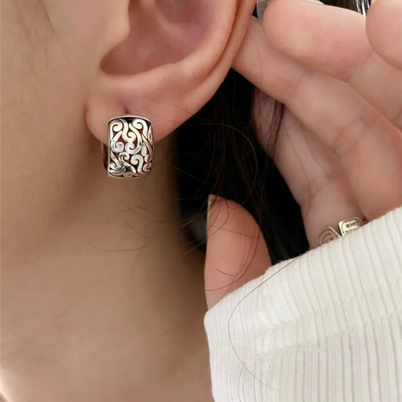 925 Sterling Silver Hoop Filigree Earrings