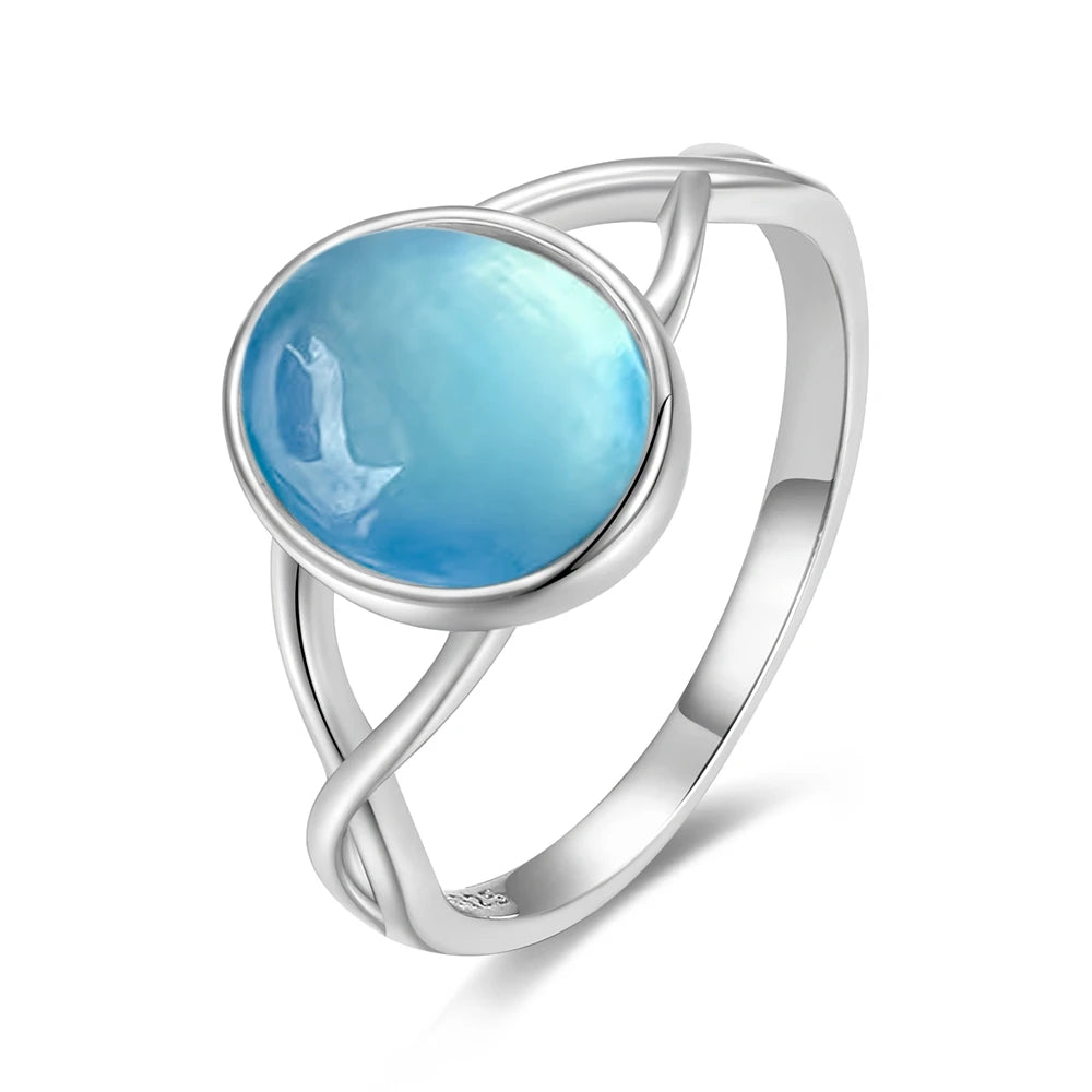 925 Sterling Silver Ring Natural 8-10mm Moonstone Ring