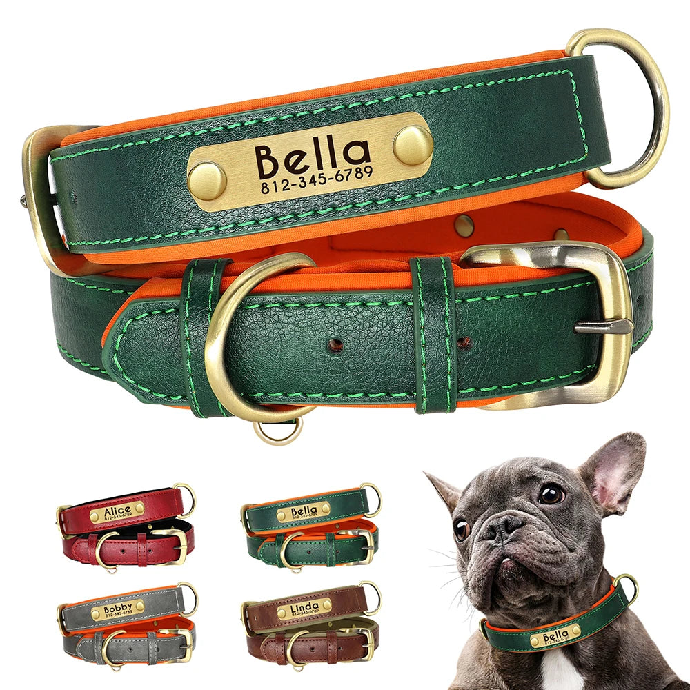 Faux Leather Adjustable Pet Collar - Customize, Engrave, Name Tag, ID Necklace