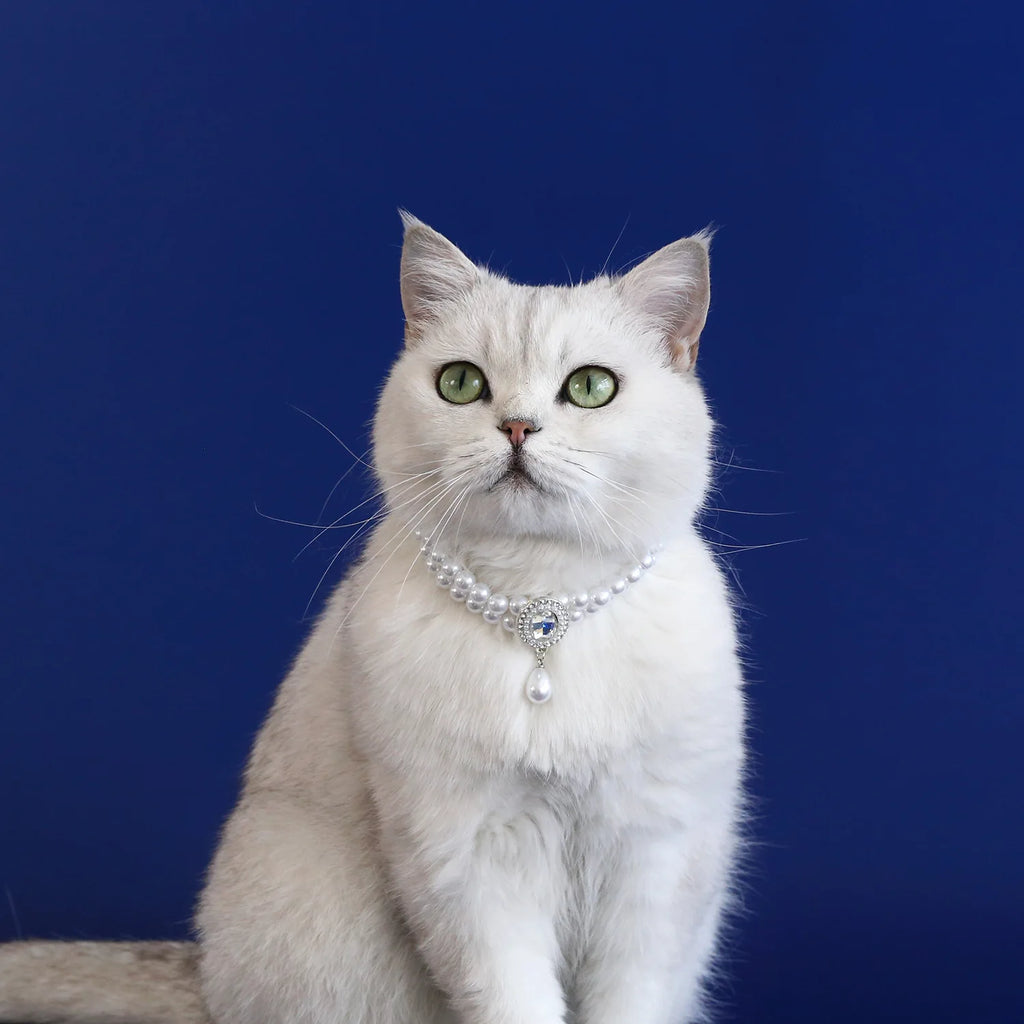 Royal Faux Pearl Green Crystal Pendant Necklace for Dogs & Cats
