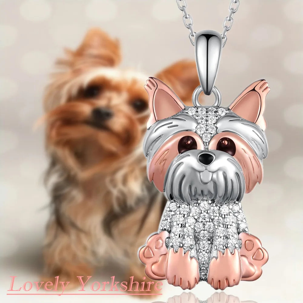 Collection of Dog Pendant Necklaces in Zinc Alloy with CZ Stones - Choose Your Favorite Breed